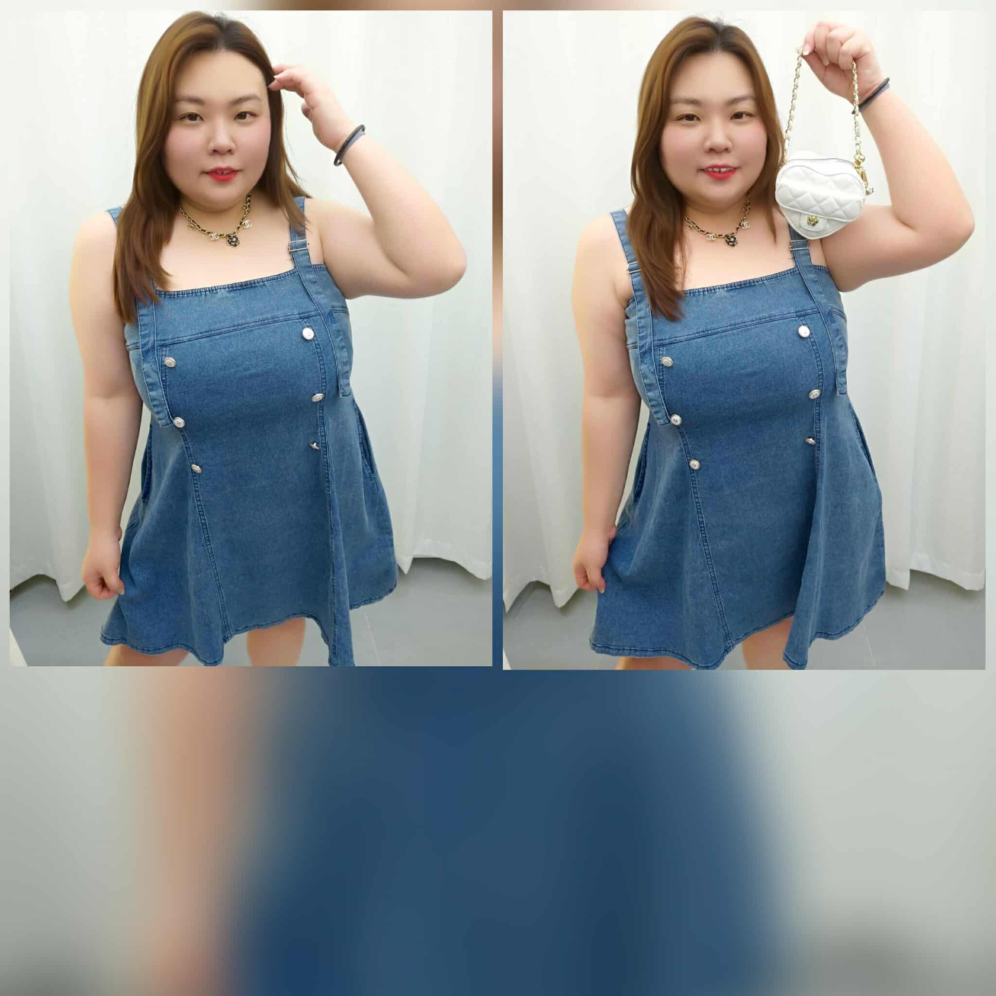 TW#6067 双排扣牛仔吊带连衣裙