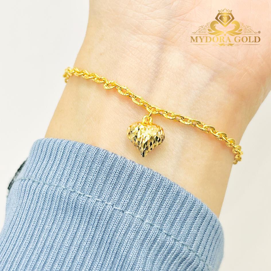 MYDORA Rantai Tangan Sauh Matahari Gantung 1 Love | Emas 916/22K