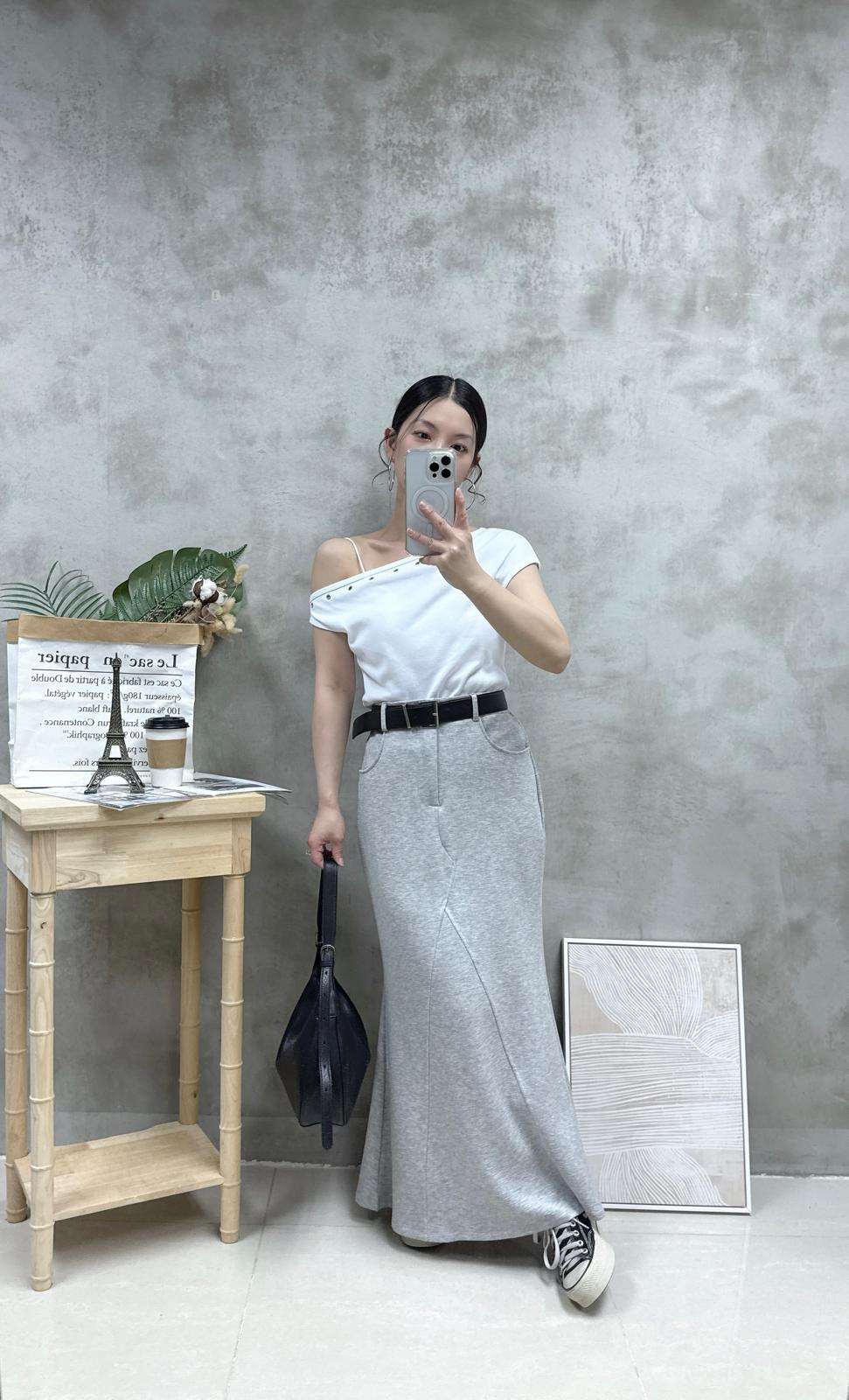 G15 斜膊鍋釘棉質Top