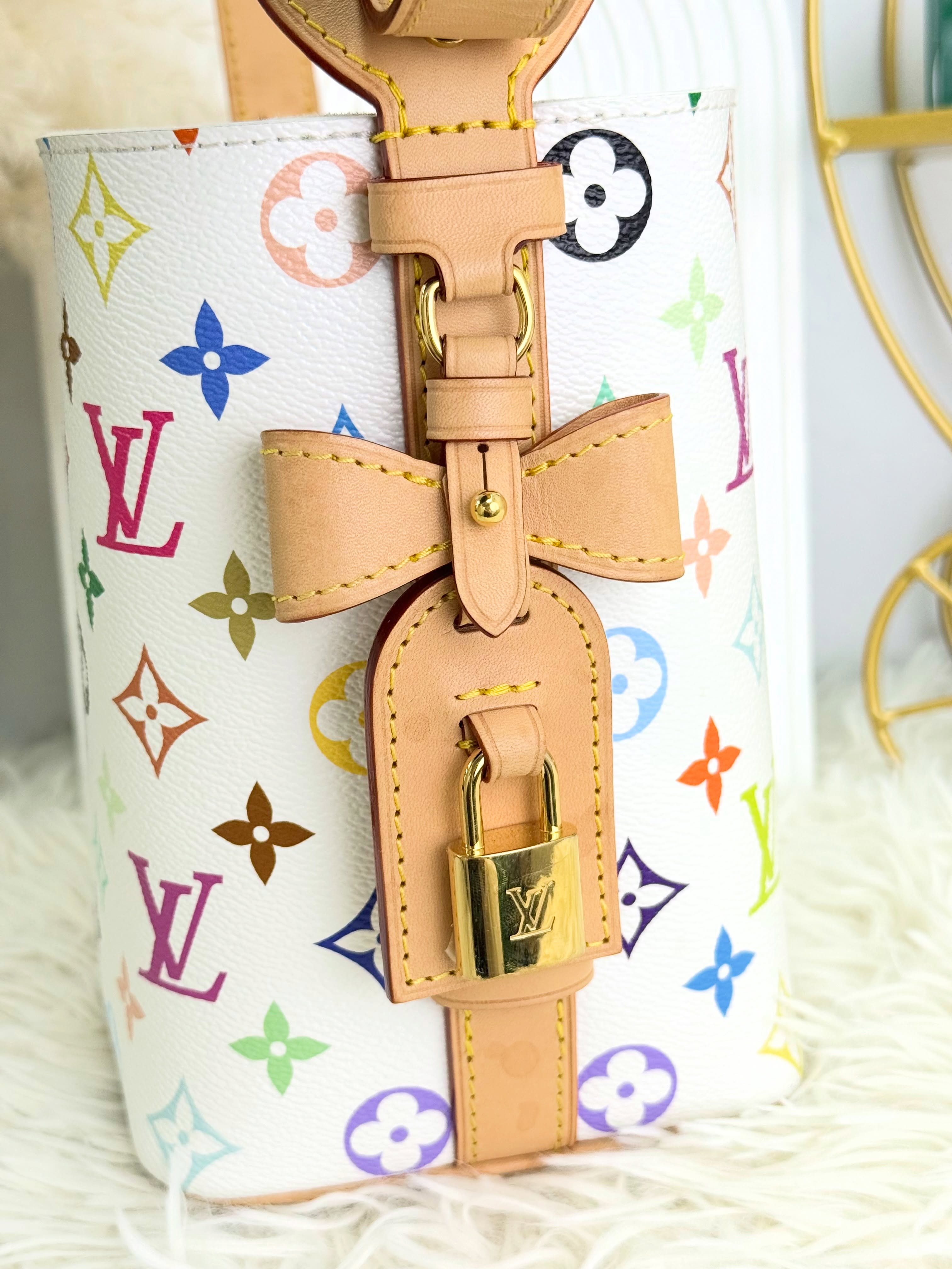 Lv👜 PRE OWNED 🛍️村上隆 白三彩 allin bb 有兩條肩帶 全套 🤍🩷💙
