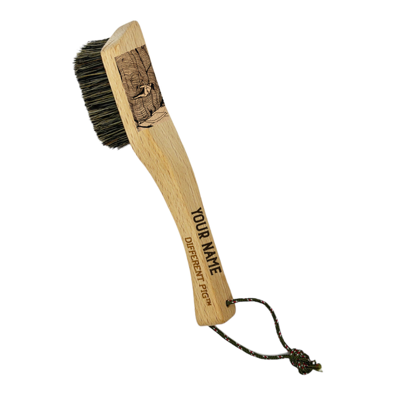 【來圖訂製】𝗗𝗜𝗙𝗙𝗘𝗥𝗘𝗡𝗧 𝗣𝗜𝗚™ OG brush with paracord fully customised by you 刻圖大豬攀岩掃