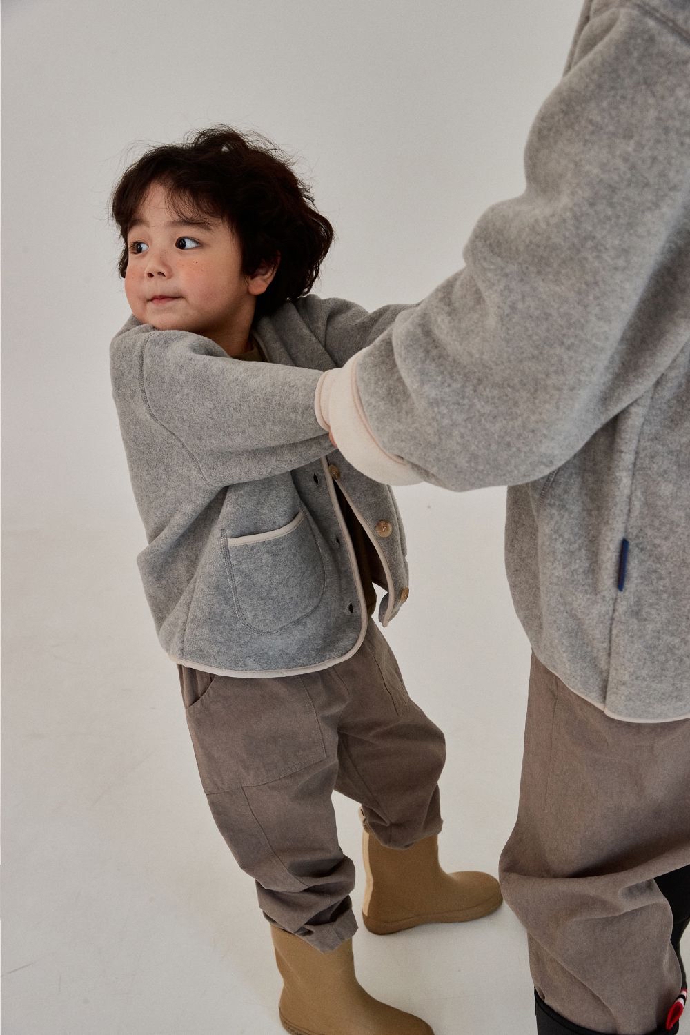 親子羊絨保暖外套 (Melange Grey M88-98/Adult S)