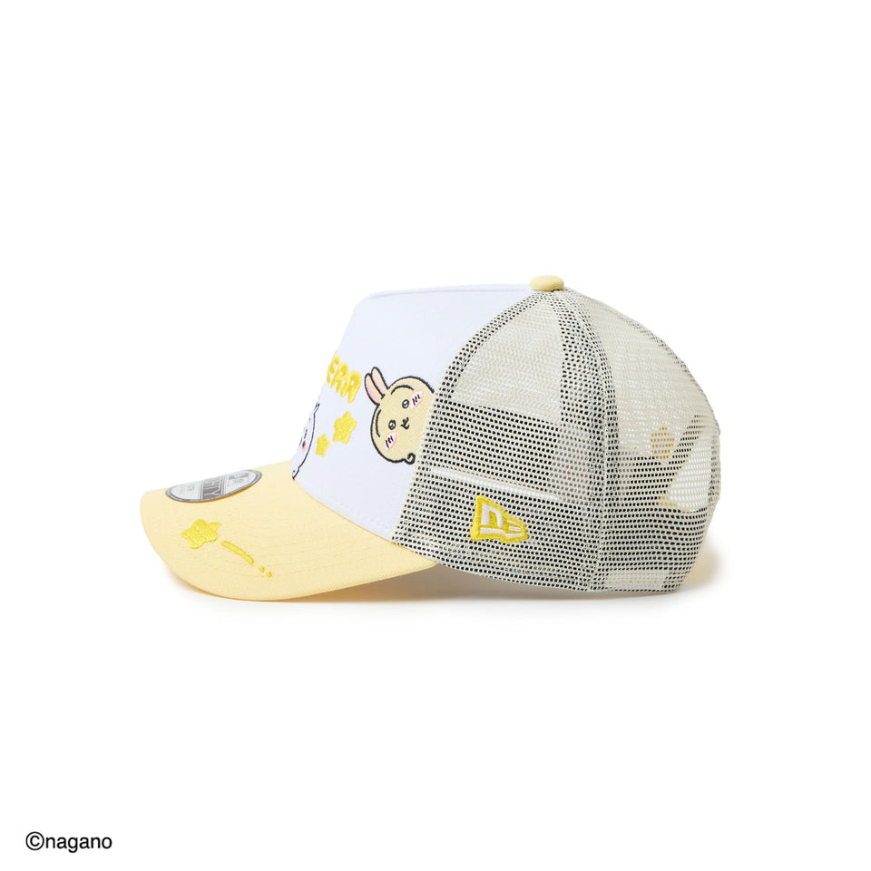 New Era Kids Youth 9FORTY A-Frame Tracker Chiikawa / Chiikawa, Hachiware, and usagi Design, White/Soft Yellow