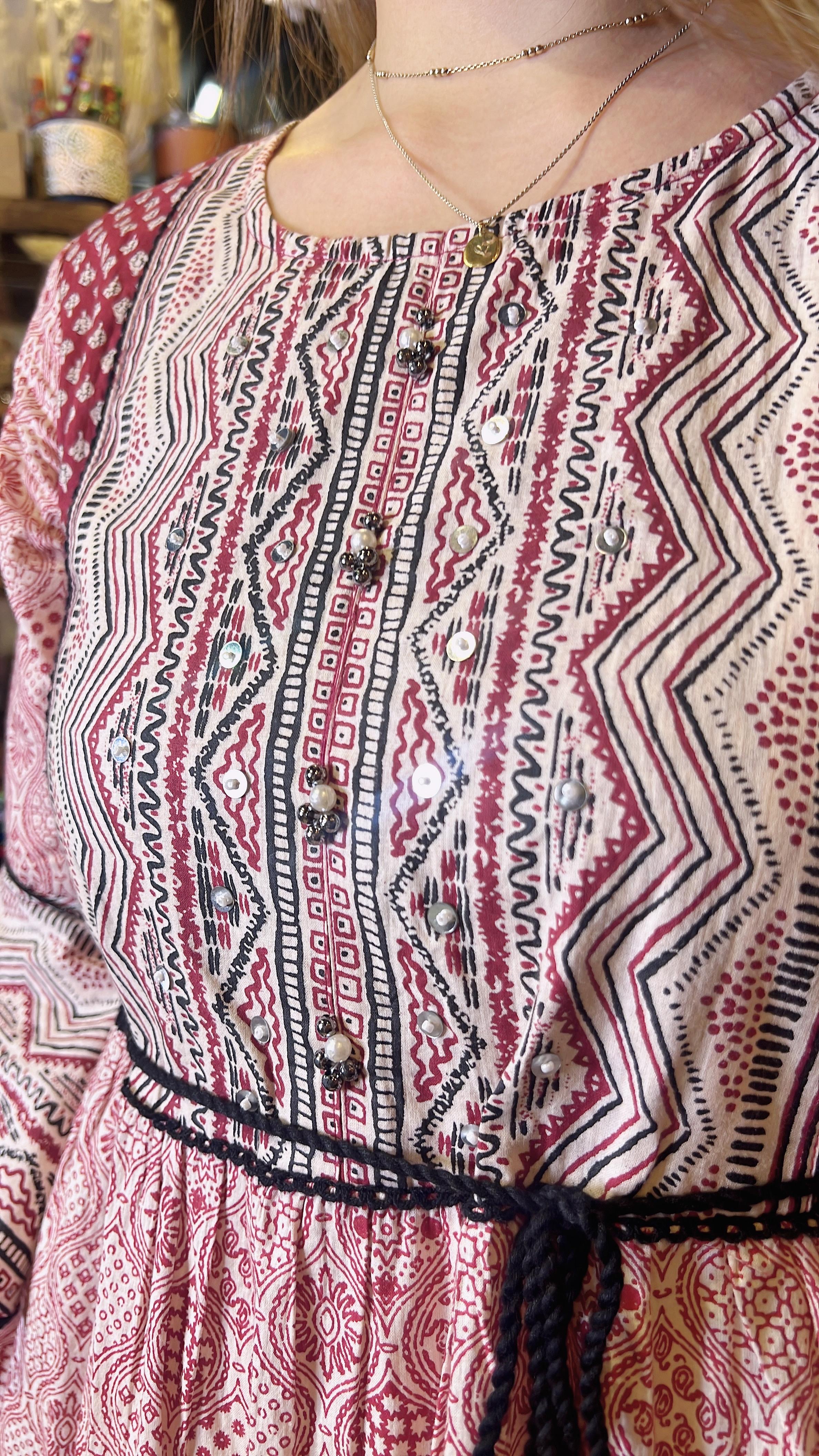 Beige X Wine Red African Print 4-layer cake OP 50"  #639