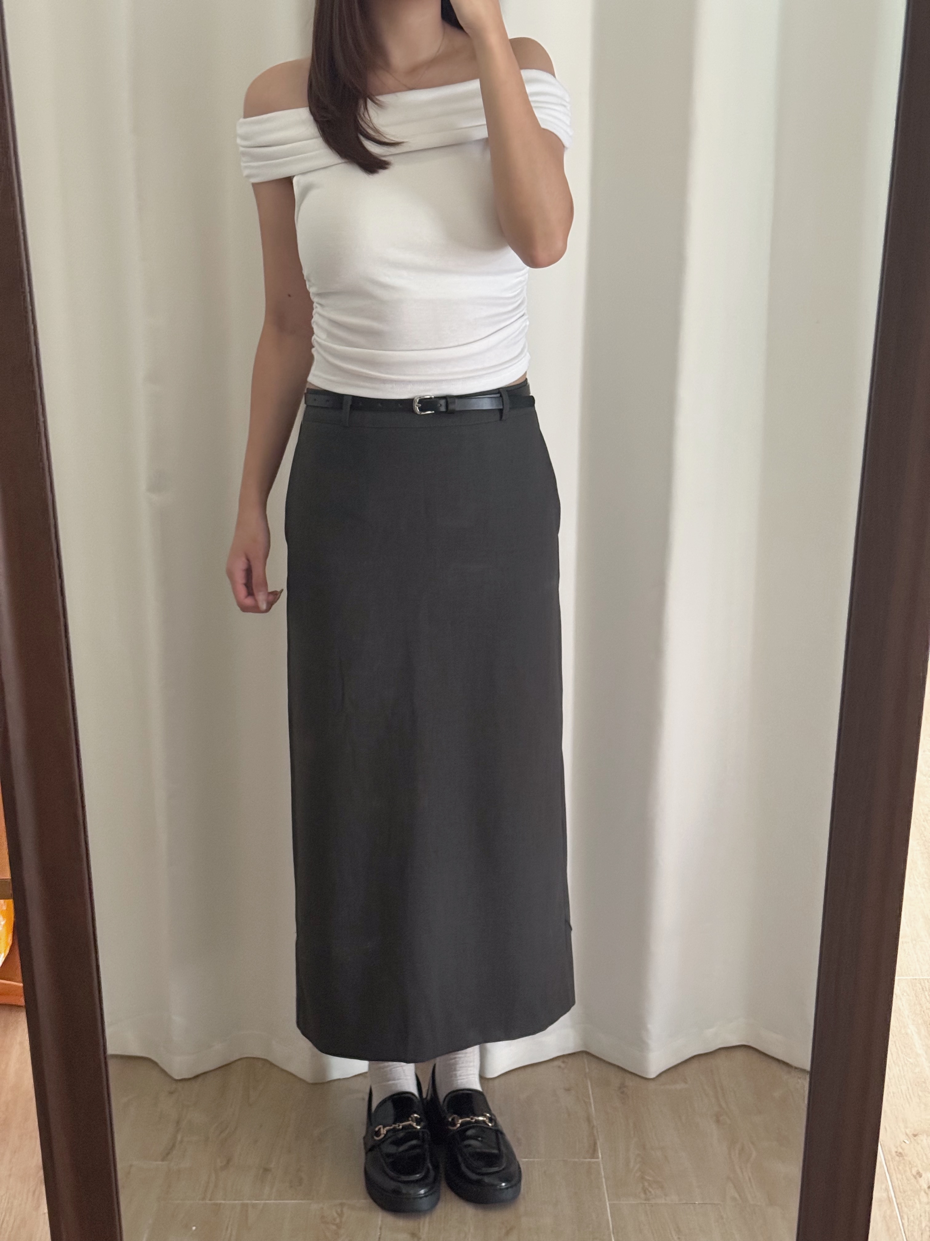 顯瘦H型後開衩長裙(兩色入/兩個尺碼)