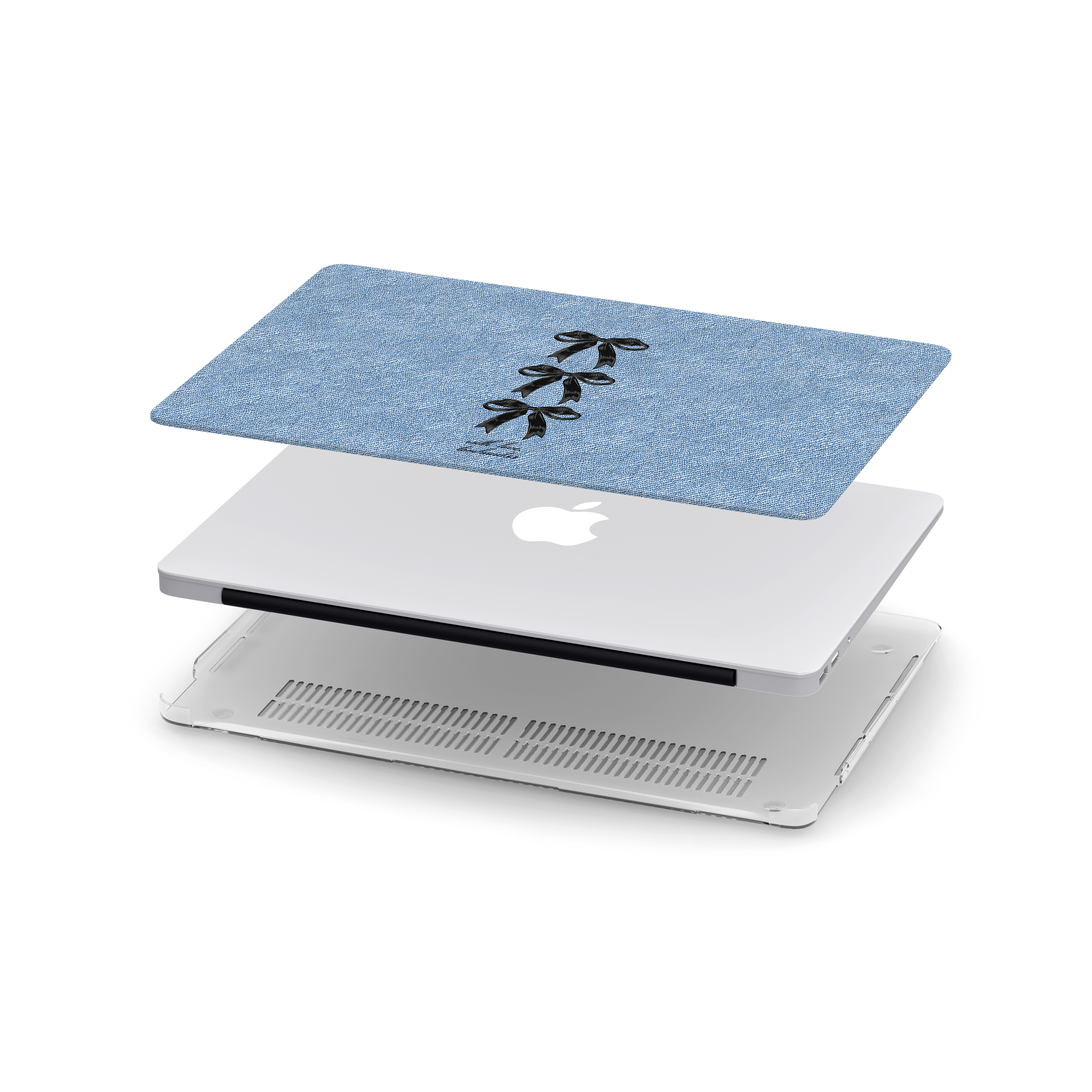 【Light Denim X Little Black Bows】Transparent MacBook Protective Case