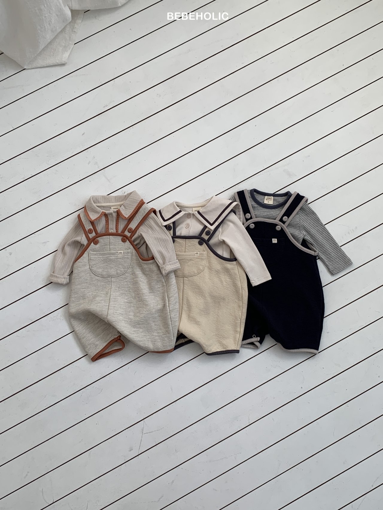 🌸預訂 韓國直送🌸🇰🇷BEBEHOLIC三色撞色吊帶工人褲