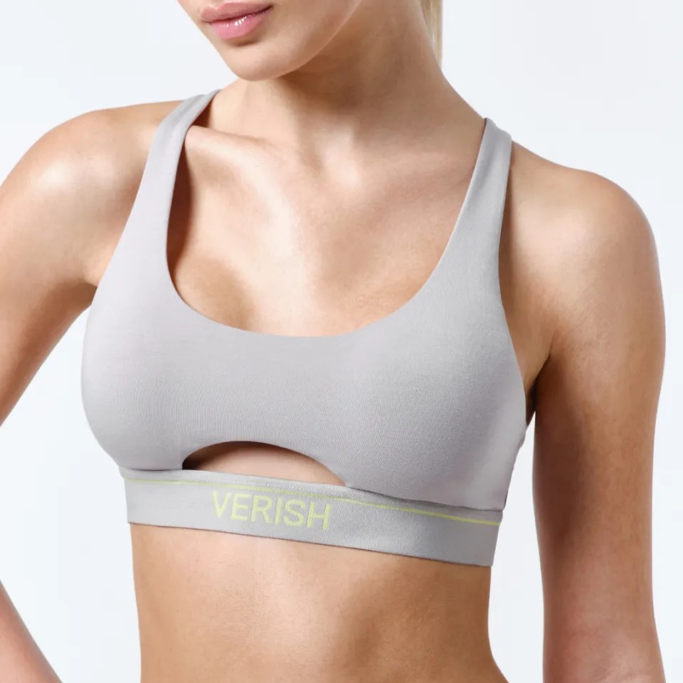 韓國 VERISH Cotton Stitch Bra Top Cutout Logo 棉質鏤空刺繡胸圍