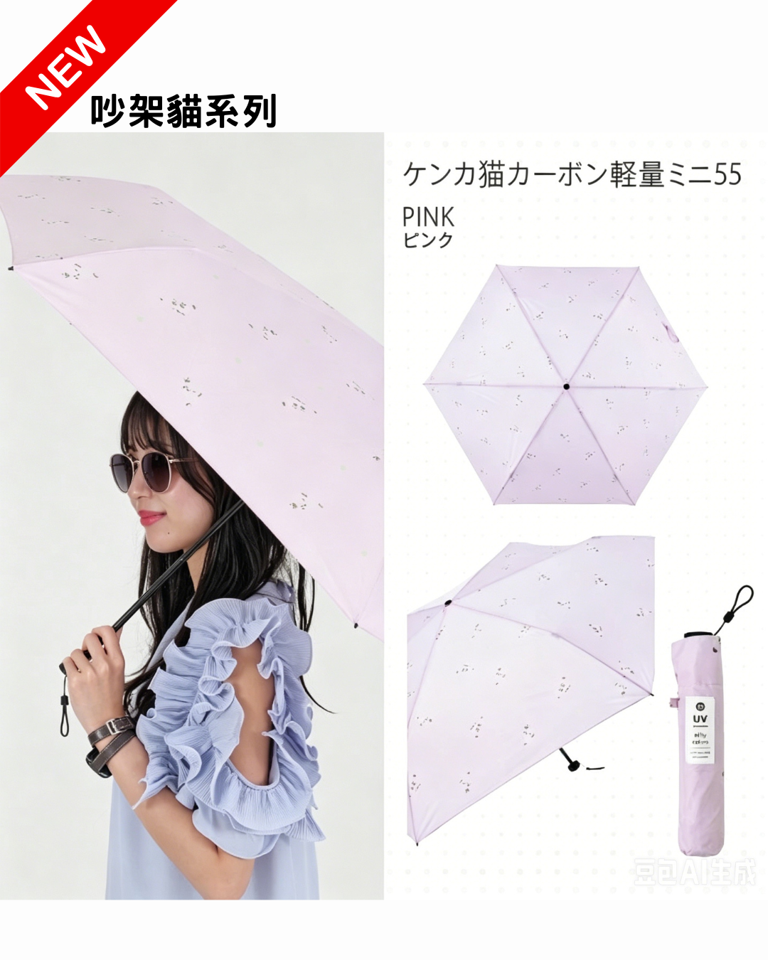 日本代購【 2026新色 日本直送 nifty colors  輕便 Smart Light 碳輕量 防曬遮 | 迷你遮  | 縮骨遮 | 縮骨傘 | carbon mini umbrella 55 】