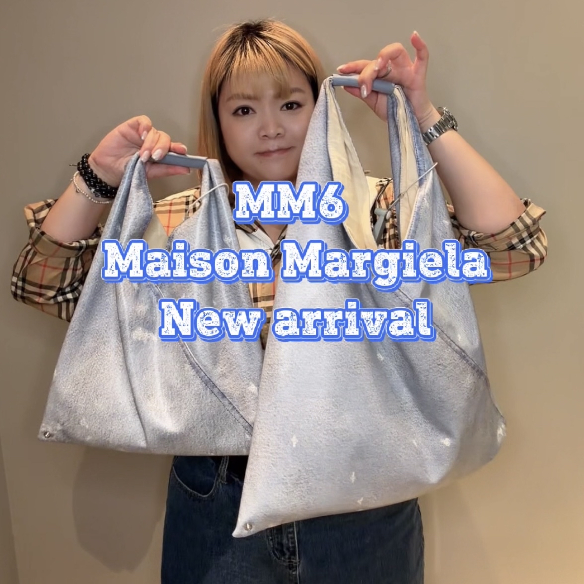 MM6 Maison Margiela牛仔帆布經典三角包