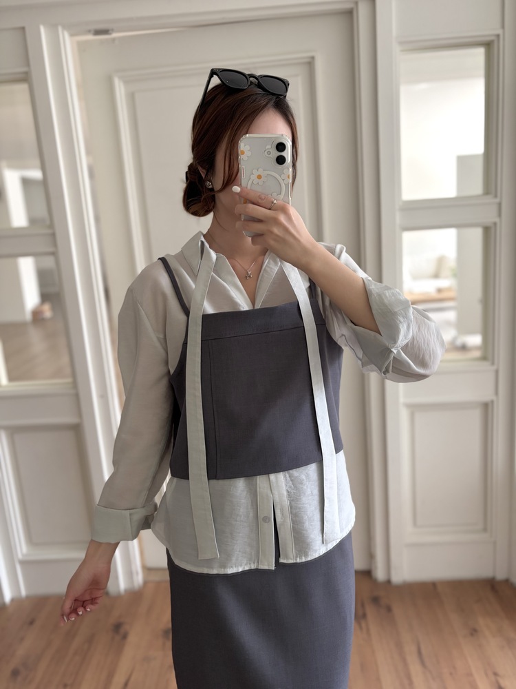 Colette Layered Cami Top (Charcoal)