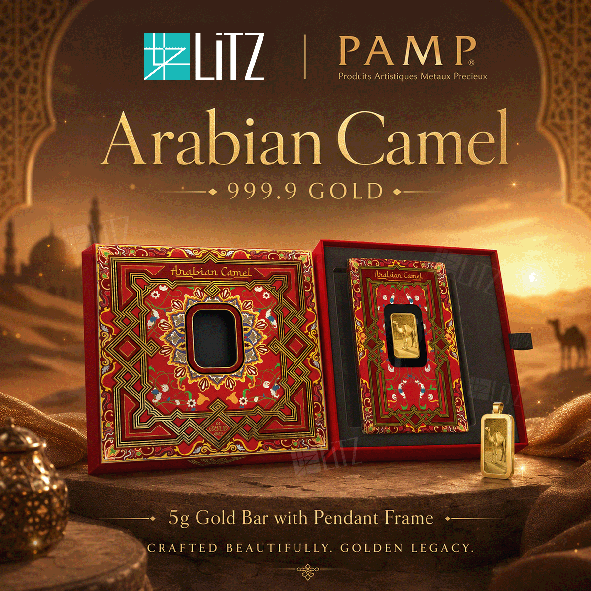 [5 gram] LITZ PAMP Suisse Arabian Camel Gold Bar (999.9) PG077