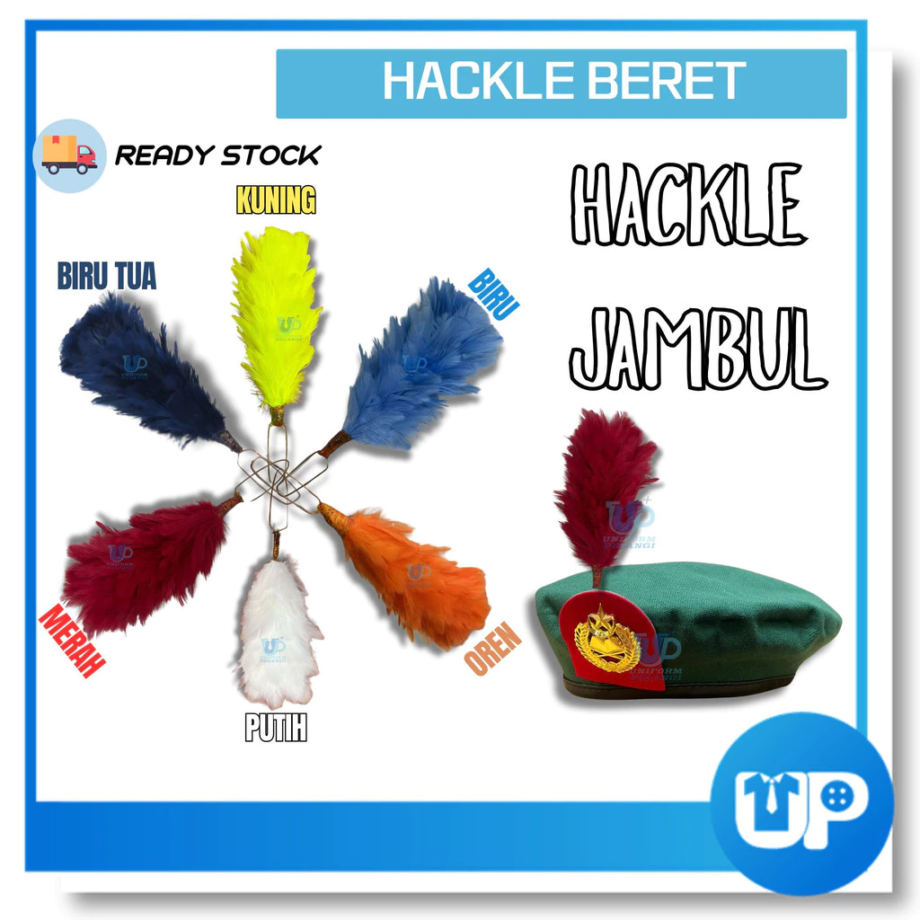 Hackle Jambul untuk Beret Bulu Ayam Kawad Sekolah Kadet Persatuan Uniform Kokurikulum Pelbagai Warna