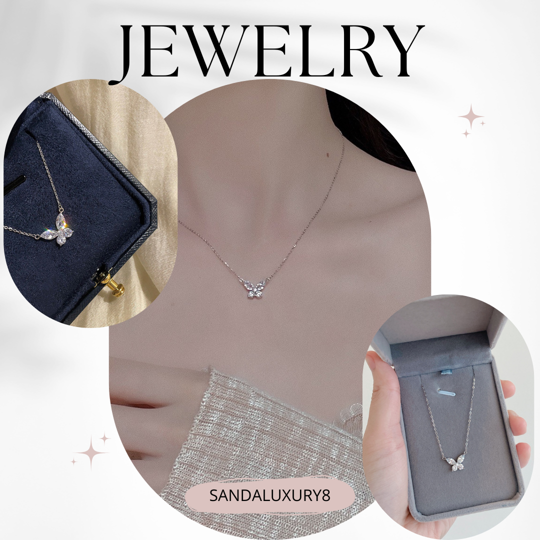 Zircon Butterfly Necklace Silver 925  Sandaluxury8