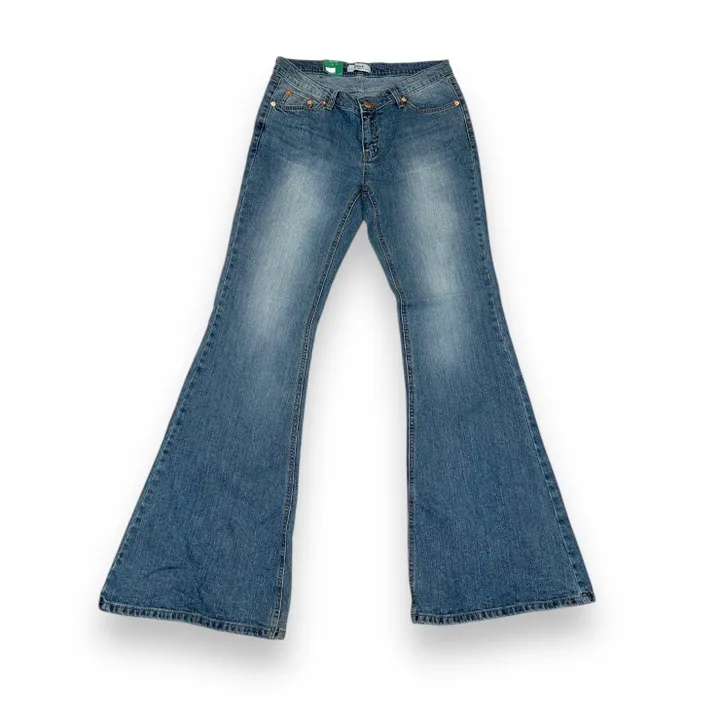 Low-Rise Washed Bootcut Denim