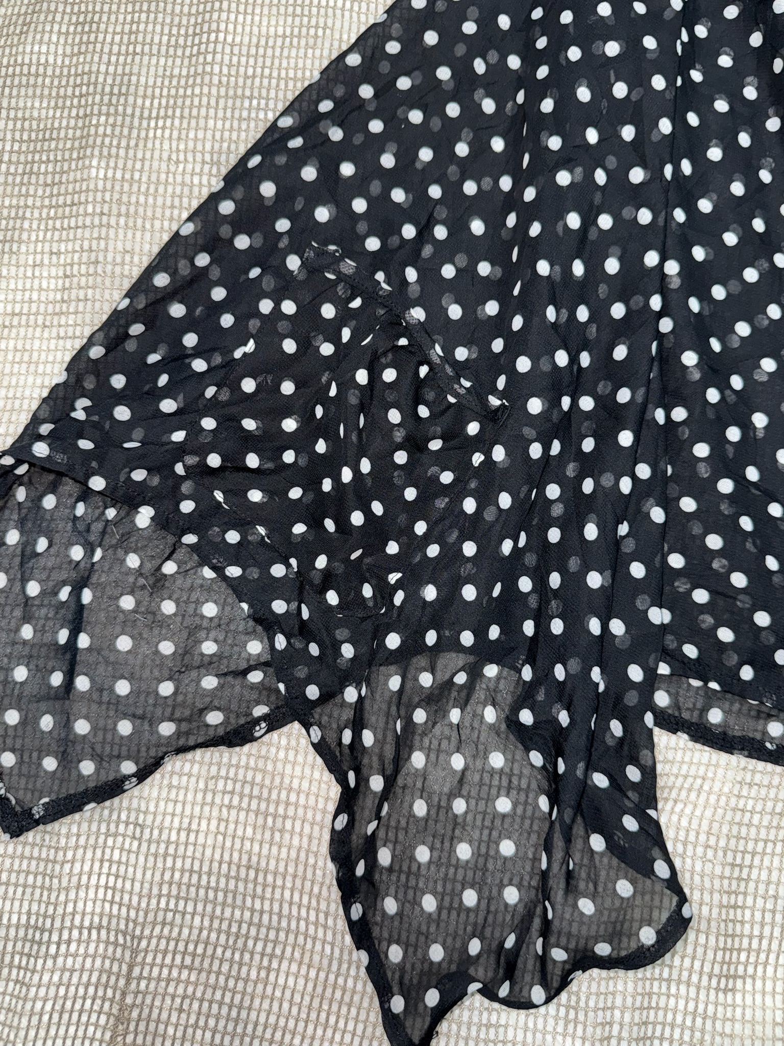 Polka Dot Chiffon Cami with Asymmetric Hem