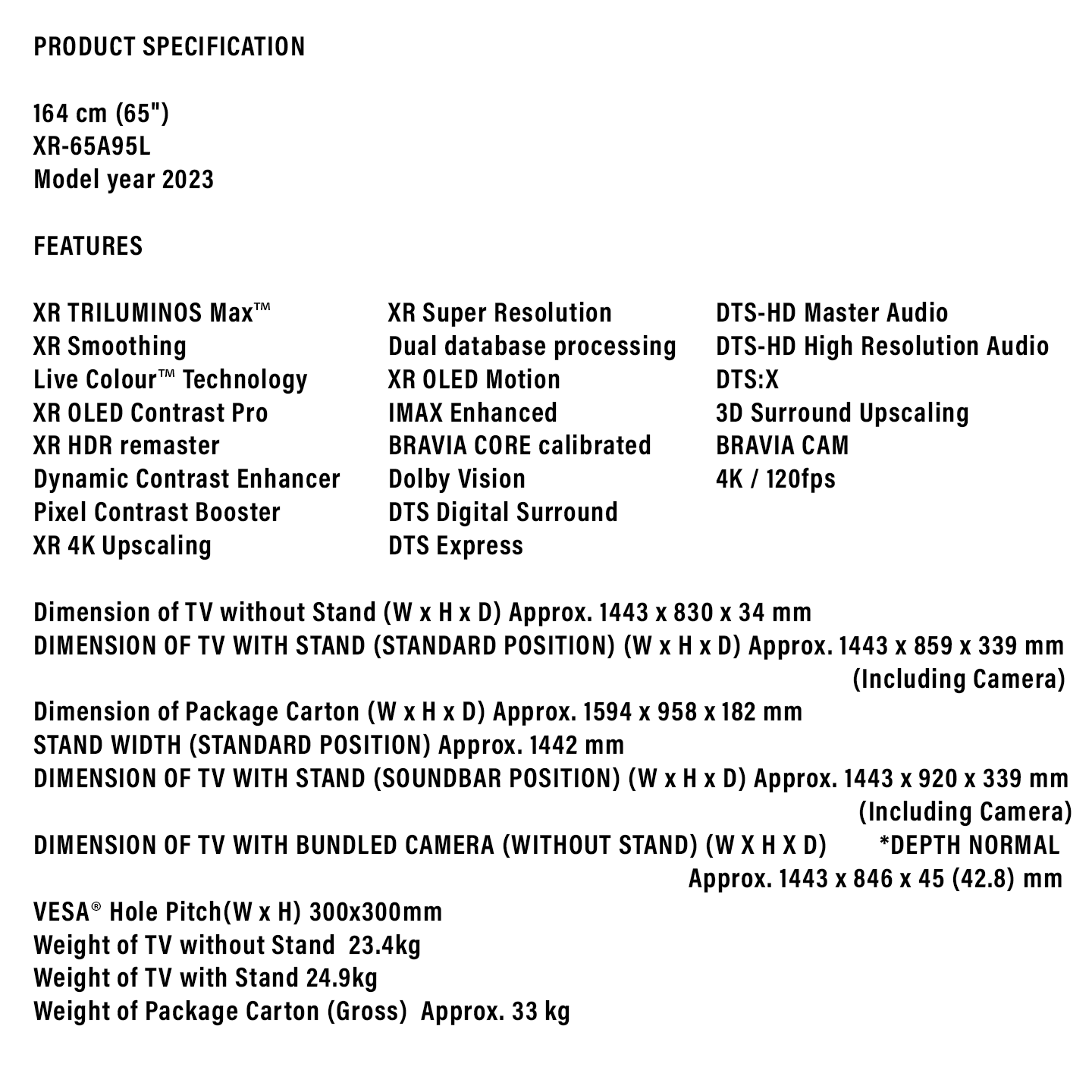 Sony 65" BRAVIA XR QD-OLED 4K Google TV (XR-65A95L)