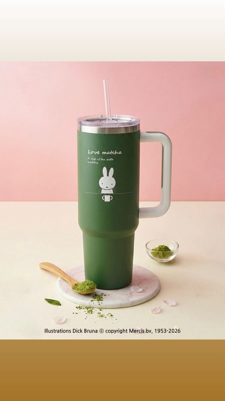 珍惜生命-3小兔成長基金 [韓國直送] BOC Miffy Matcha Series 887ml 不鏽鋼大杯 (附送飲管公仔及迷你Keyring) 