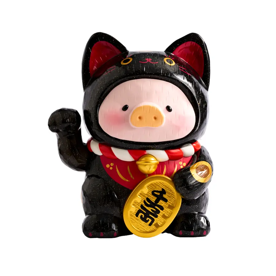 📦訂購 台灣代購 TOYZEROPLUS 罐頭豬 LuLu 仿木雕 黑貓 招財Lu公仔