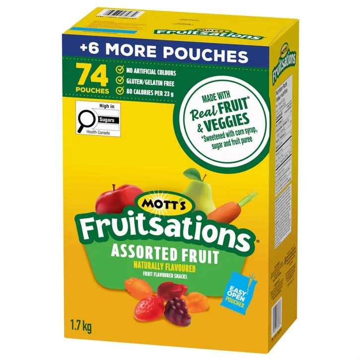 加拿大直送-Mott‘s Fruitsations 無麩質蔬菜水果軟糖🍇🍓🍒 ✅增量裝 74包  ❗️❗️1.7 kg