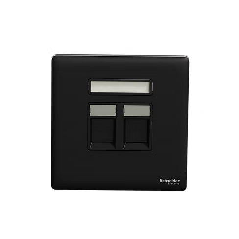 施耐德 Unica X 曜石黑 孖位 CAT3電話插座