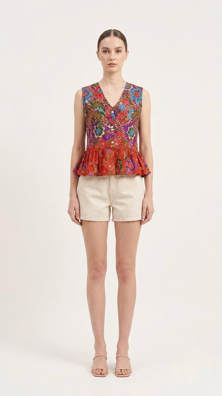 T2768 - Mekar Delima Peplum Batik Top 