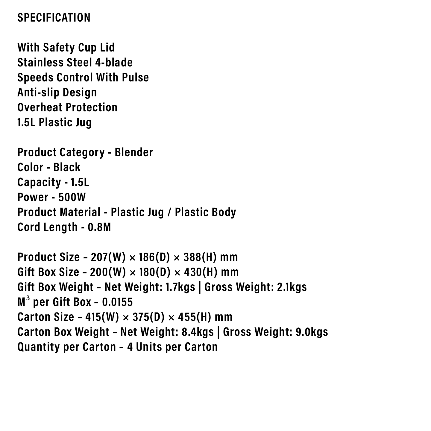 Faber 1.5L Retro Blender FBG P1500