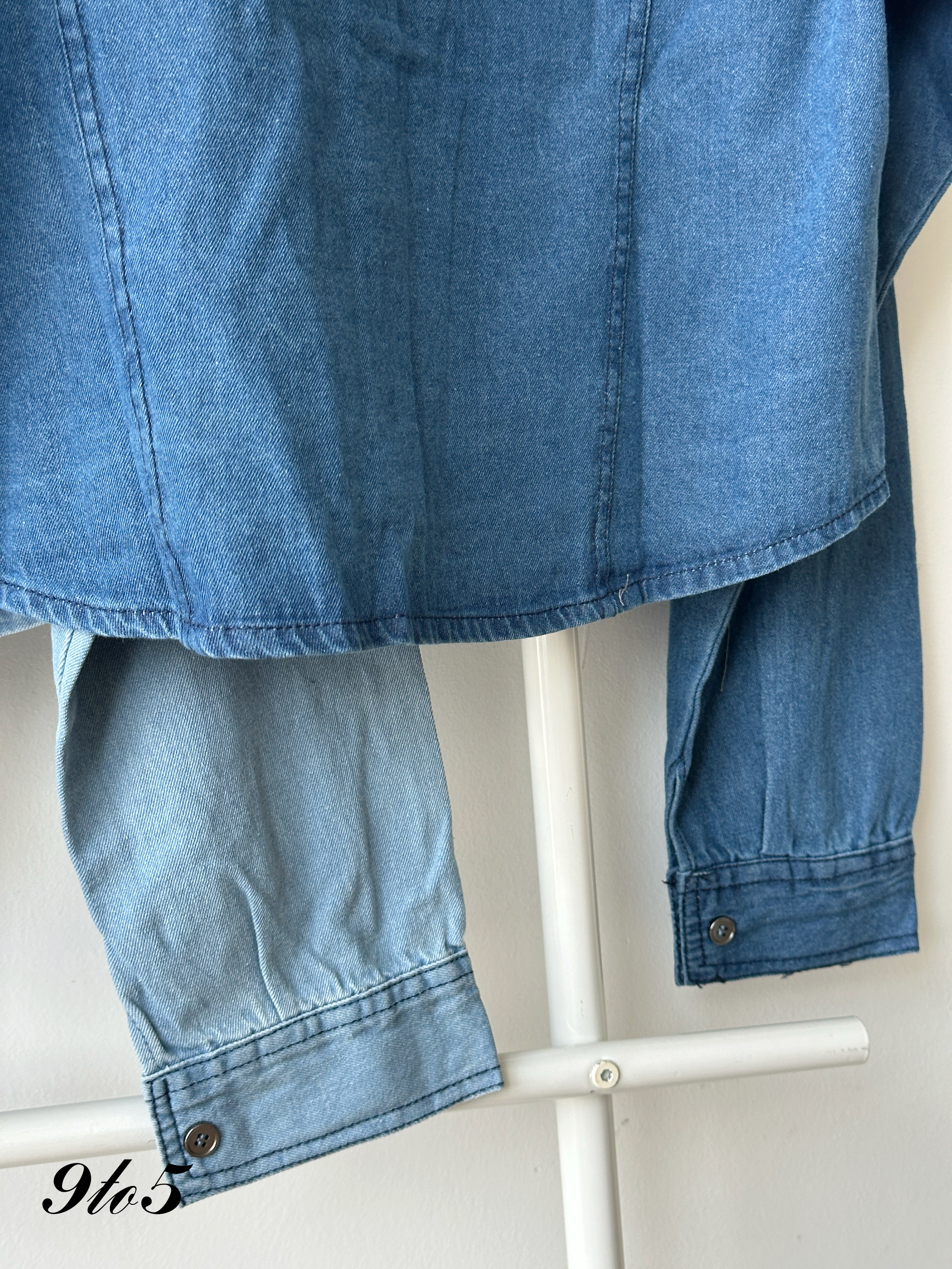 T4248 Long Sleeve Denim Jacket - Blue & Light Blue