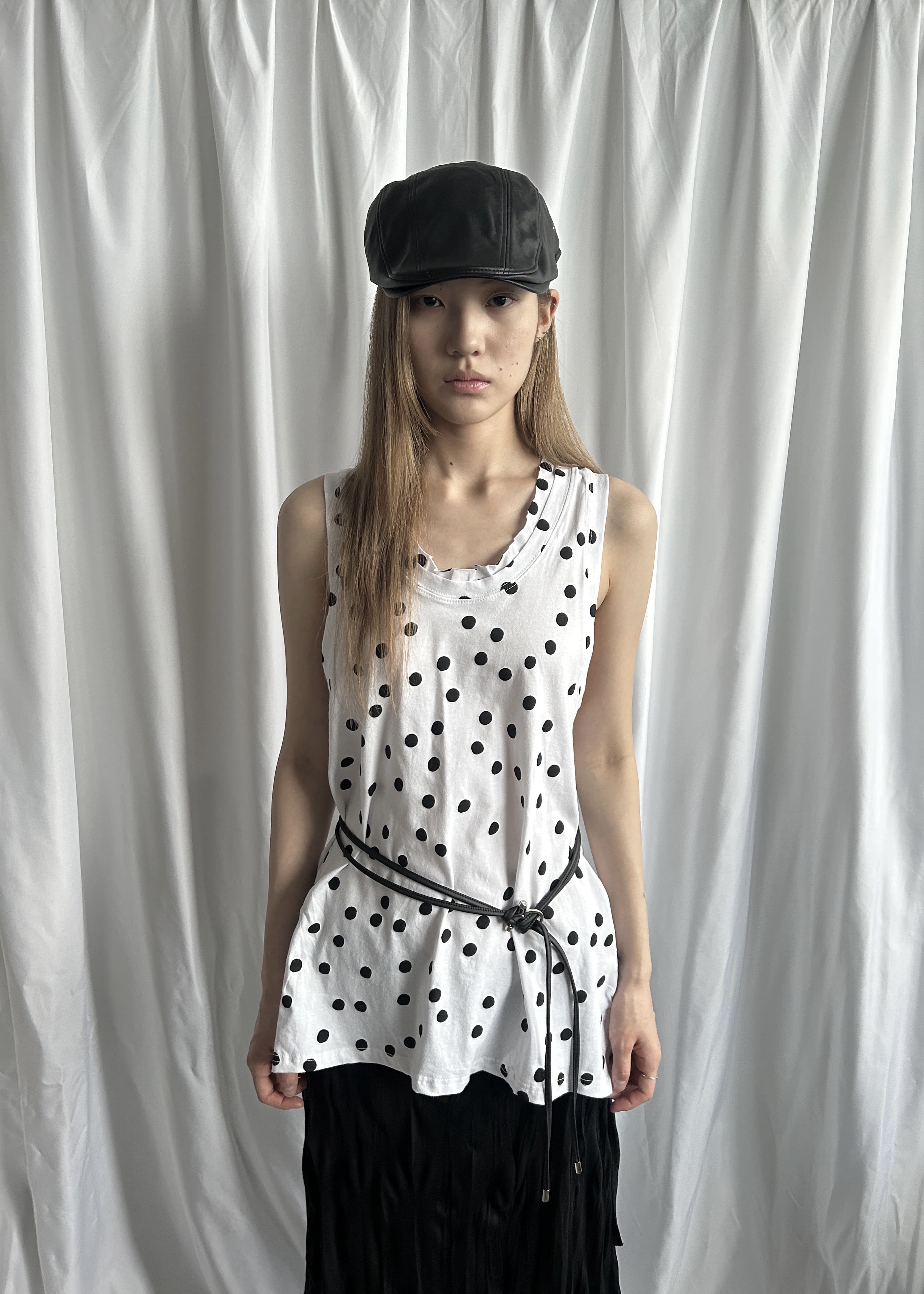 Polka Dot Cutout Tank Top