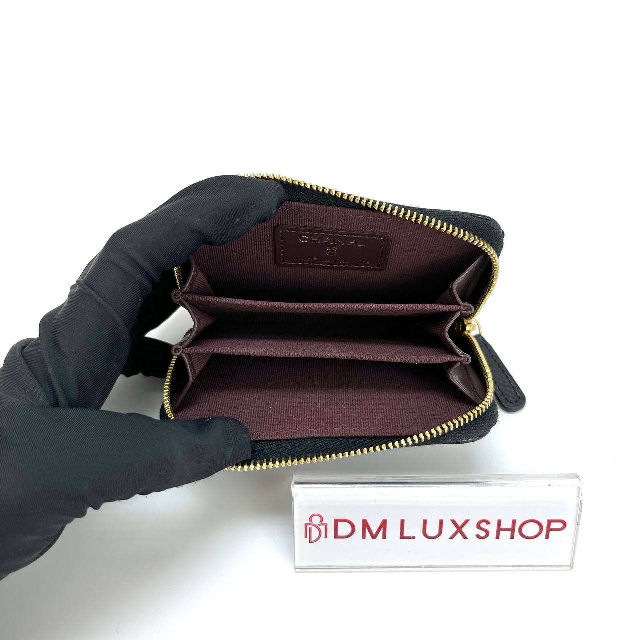 Chanel Classic Black Caviar Zipped Coin Purse (Microchip)