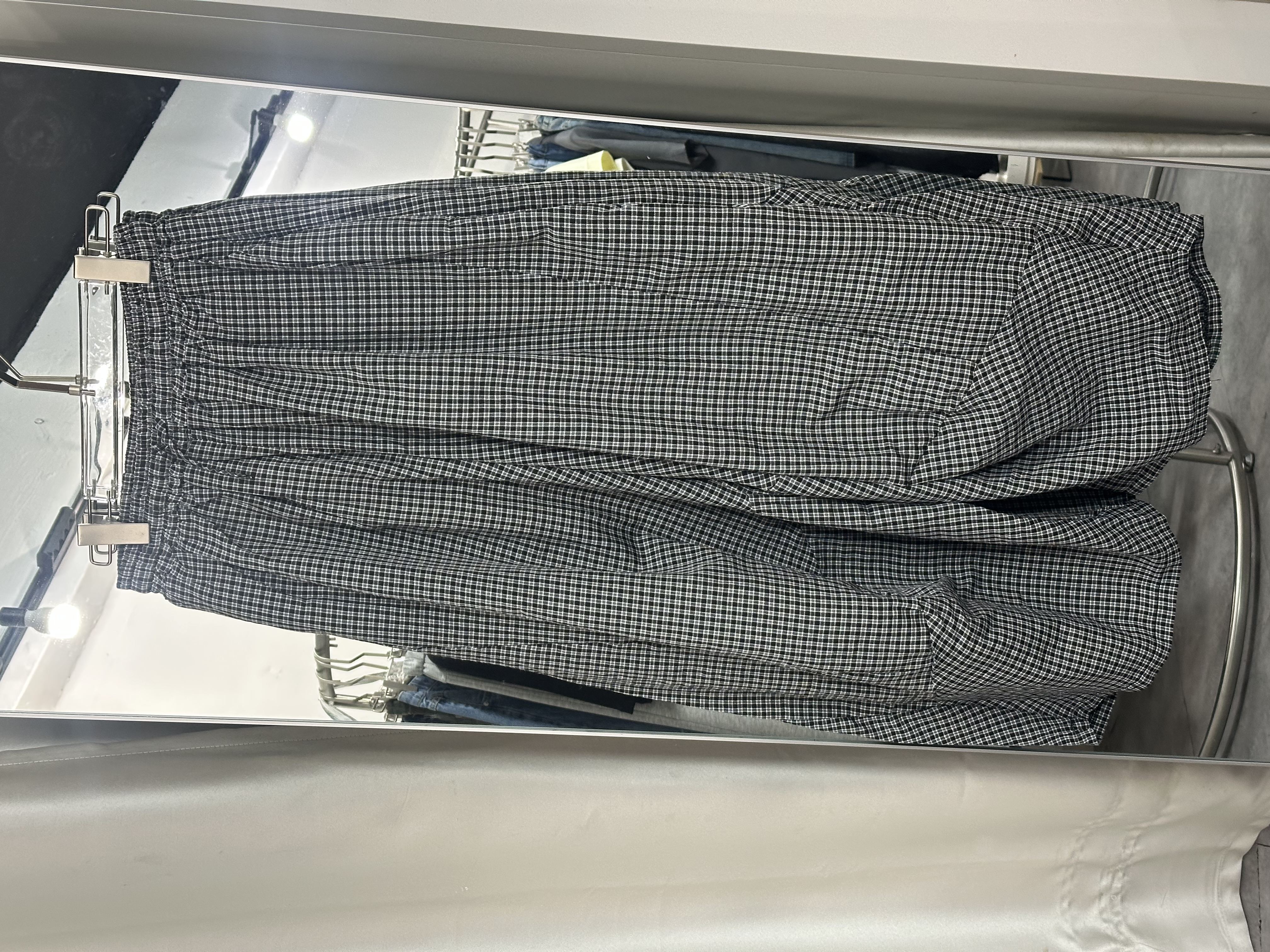 格子寬鬆休閒濶褲