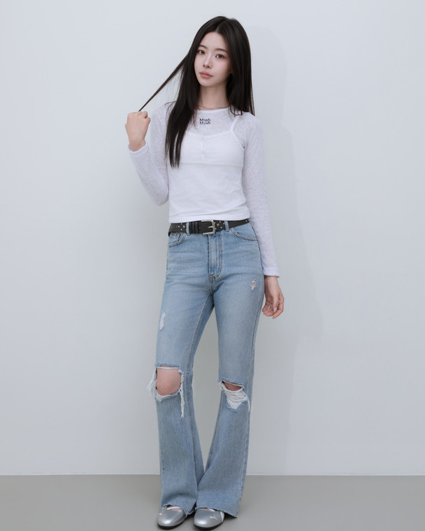 MuahMuah SEE THROUGH LAYERED KNIT LONG SLEEVE