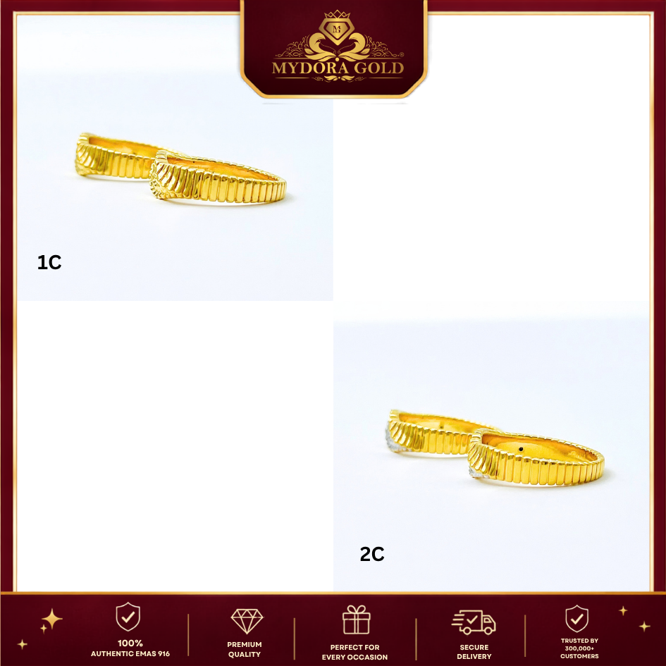 MYDORA Cincin Diamond-Cut Wave (5G) l EMAS 916/22K