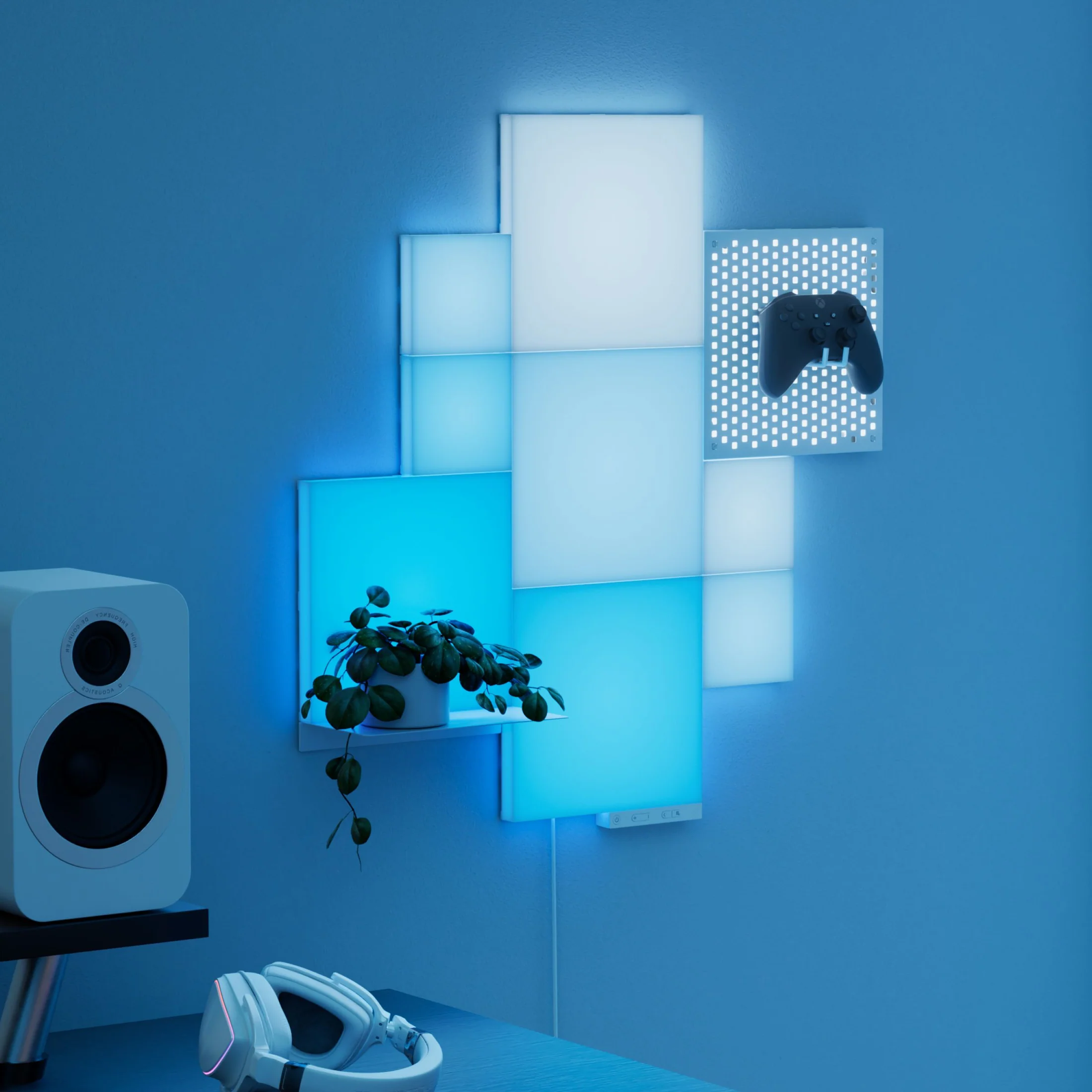 [原裝香港行貨丨2年保養] Nanoleaf Blocks | 超大組合裝 | SMK | 白色 | 10件裝 | 英國（4個大方塊，4個小方塊，1個洞洞板，1個擱板）Nanoleaf Blocks | Combo XL | SMK | White | 10 Pack | UK (4 x Big Squares, 4 x Small Square, 1 x Pegboard, 1 x Shelf) N8100K01-10CB