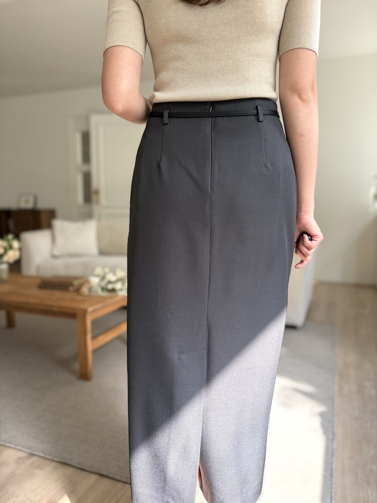 The Classy Belted Skirt (Charcoal)