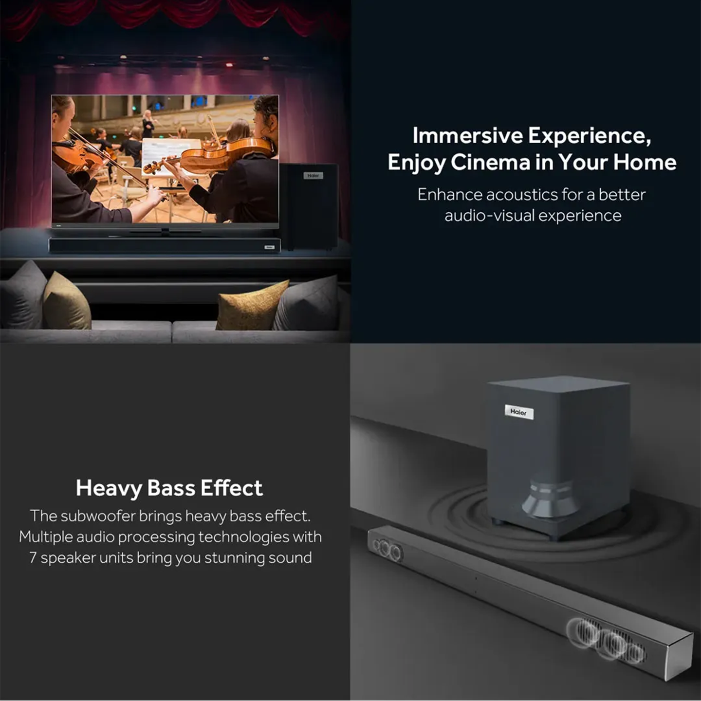 Haier 2.1ch Detachable Soundbar with Wireless Subwoofer (HSD3A040B)