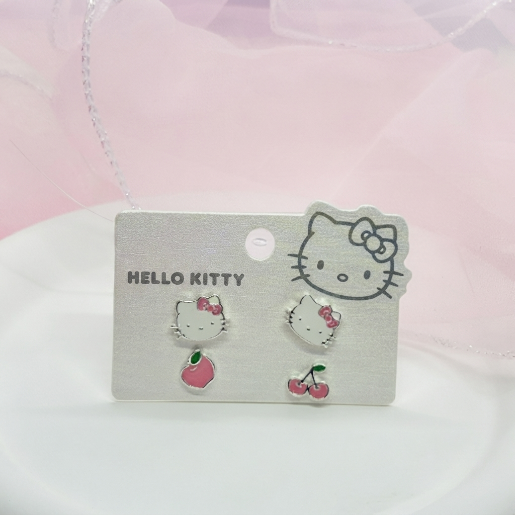 Hello Kitty 蘋果櫻桃造型耳環