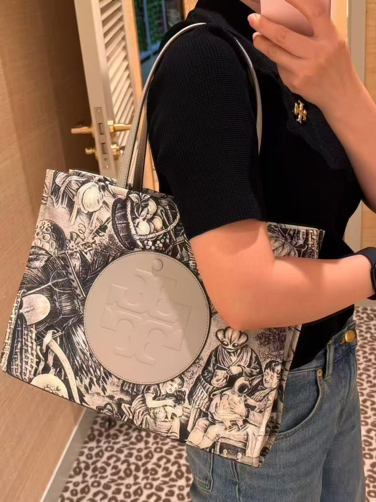 Tory Burch Ella藝術印花Tote bag