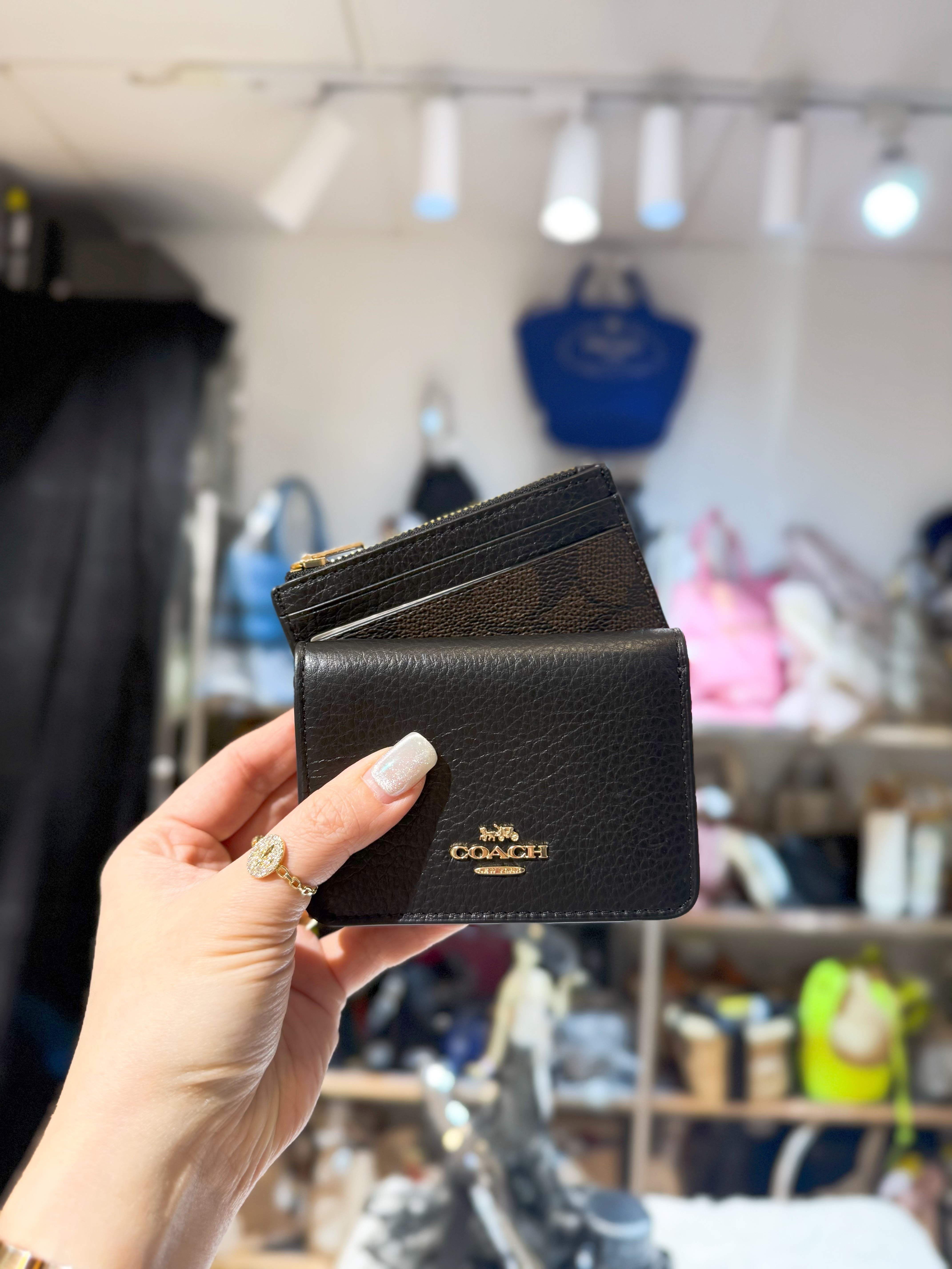 Coach card holder wallet blk/dark/m