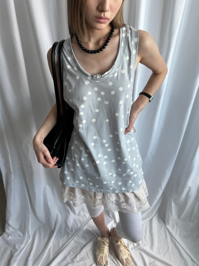Polka Dot Cutout Tank Top