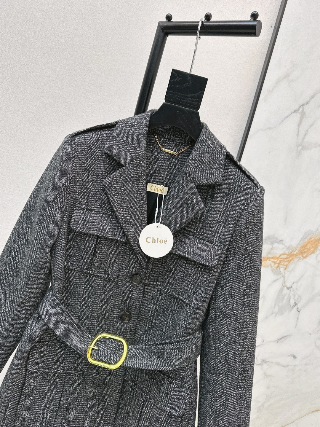 【頂級原單】Chloé Utilitarian Jacket In Chevron Wool 羊毛外套