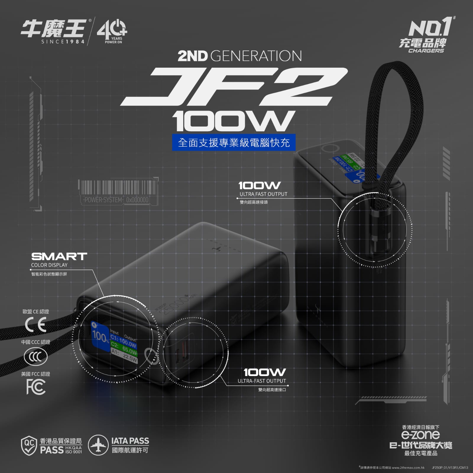 牛魔王 25000mAh 100W PD 雙向快充行動電源