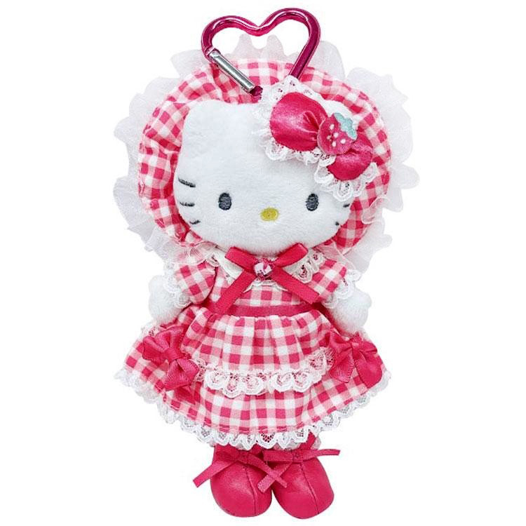 現貨｜Sanrio Hello Kitty 長腿 Lolita 日版 毛公仔 吊飾 掛件 連心形扣 (KT55-11)