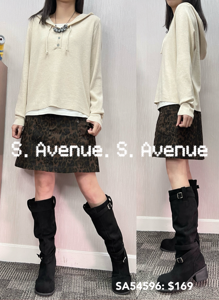 SA54596: 長袖有帽假兩件冷top