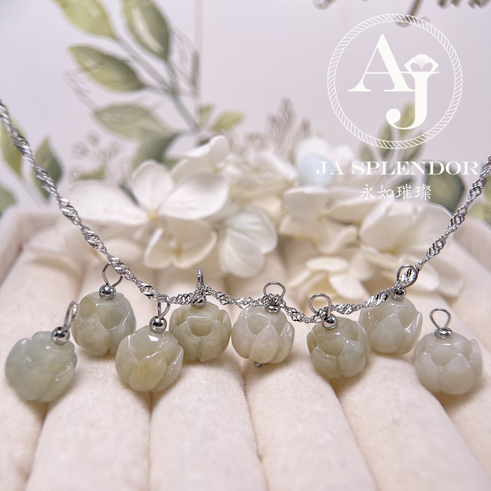 FBG26-H03 淡紫色立體蓮花純銀吊墜 (送鈦鋼項鏈)