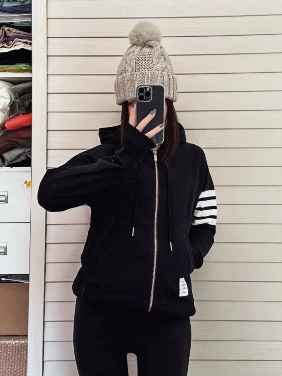 THOM BROWNE 加絨連帽拉鍊外套