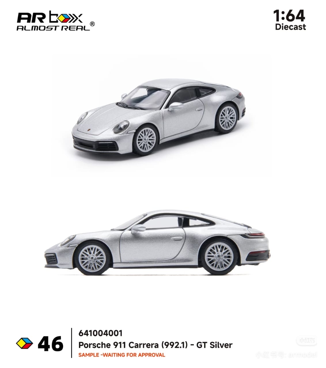 (預訂 Pre Order) AR Box (641004001) 1/64 911 Carrera (992.1) GT Silver