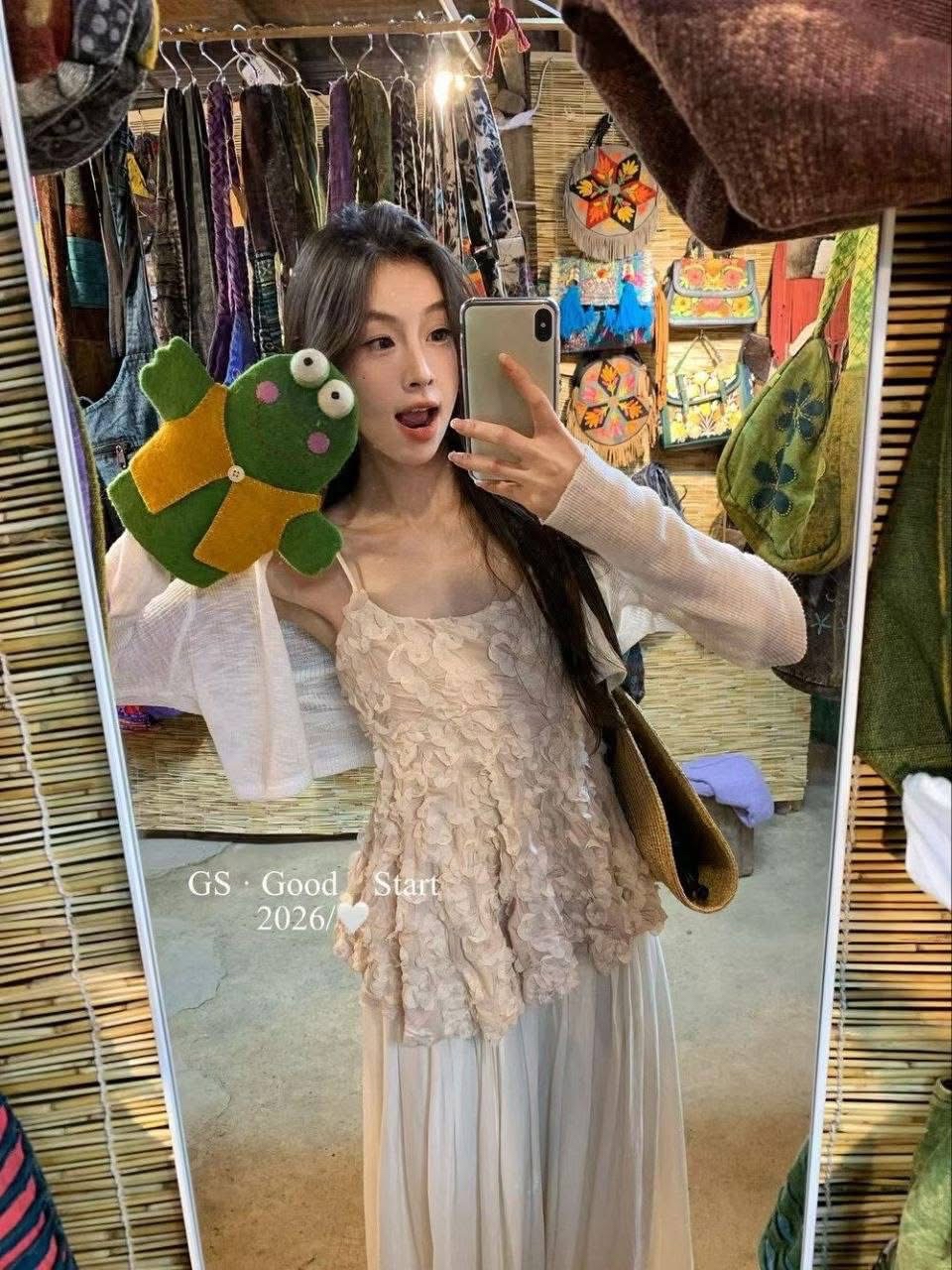 4623 GS START "ROSÉE PETALINE TOP”法式玫瑰花瓣吊带上衣