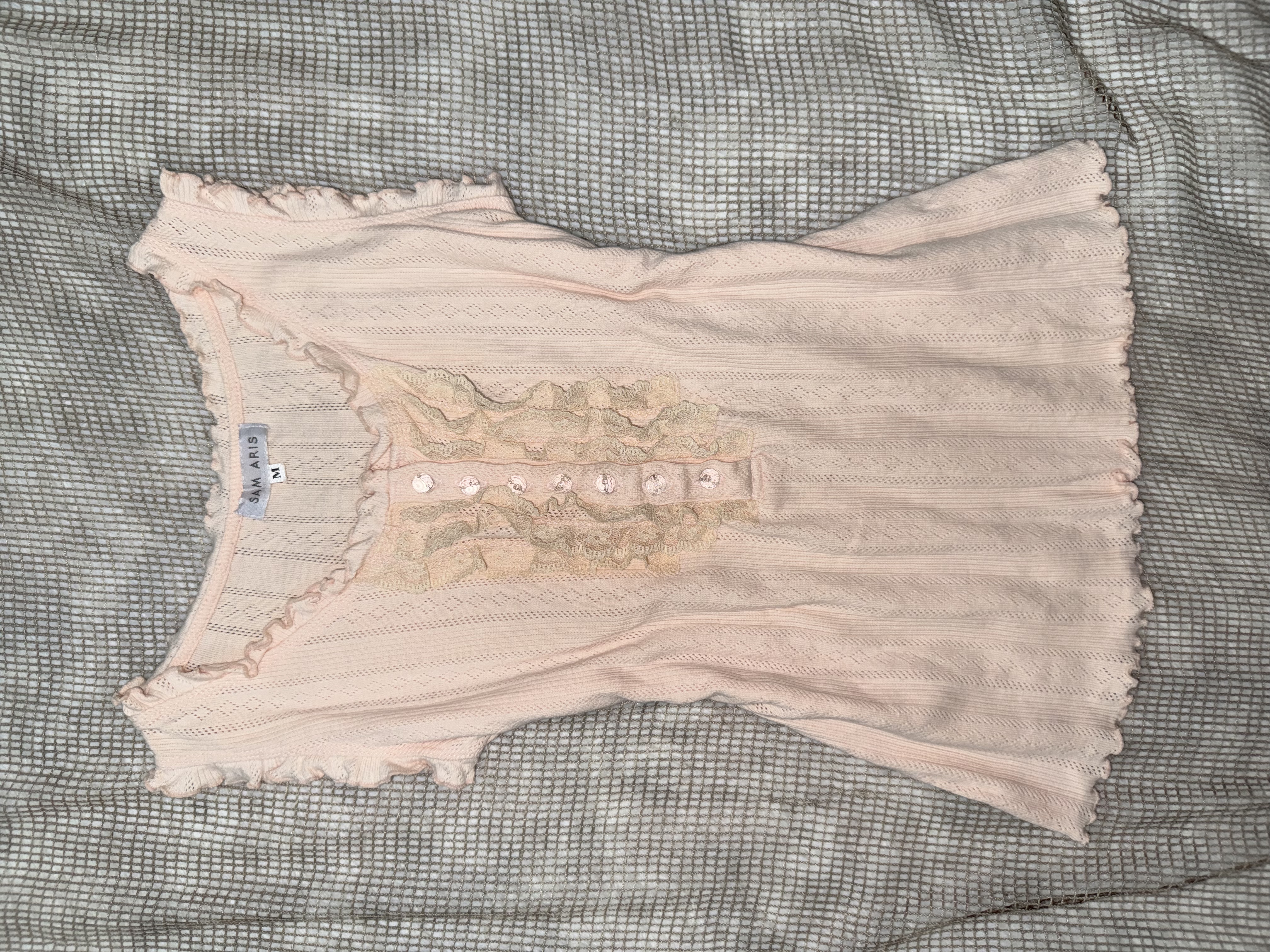 Sweet Apricot Mist Pointelle Knit Top
