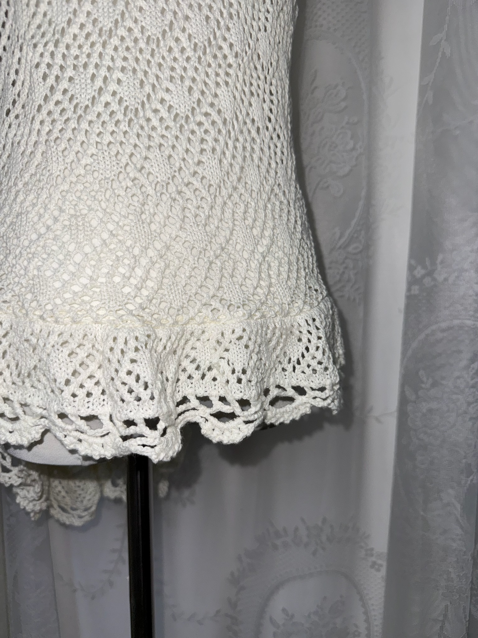 Boho Crochet Lace Ruffle Tie-Front Vest
